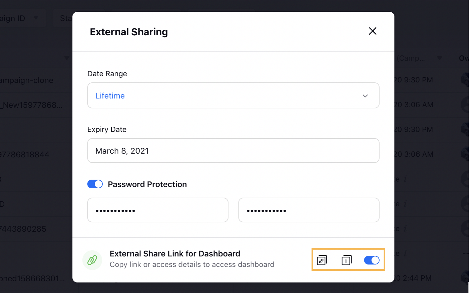 Copying Link for External Sharing