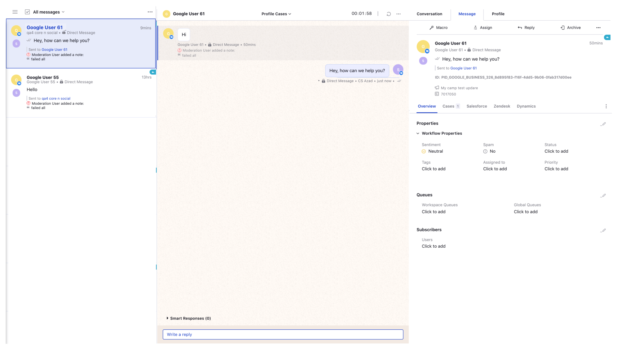 Message Delivery Receipts for Google Business Messaging in Agent Console