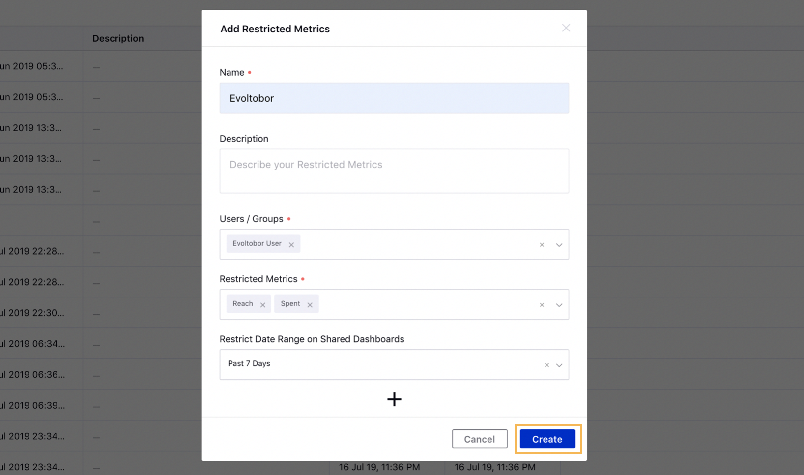 Filling the Details while Adding Restricted Metrics within Ads Reporting