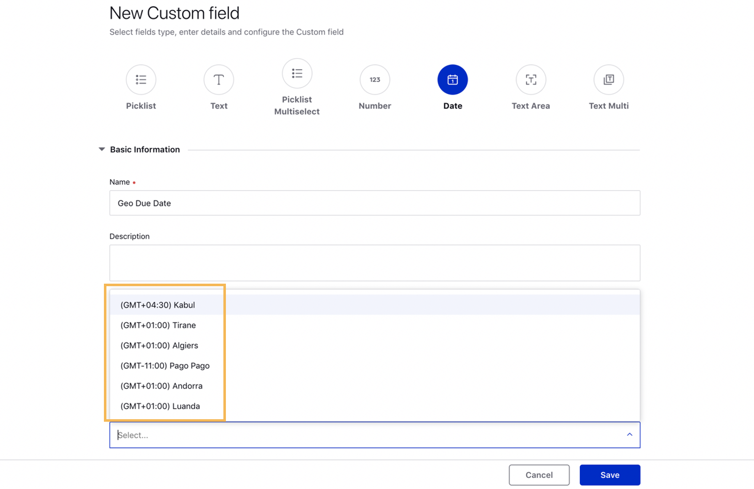 Setting Timezone for Date Custom Field