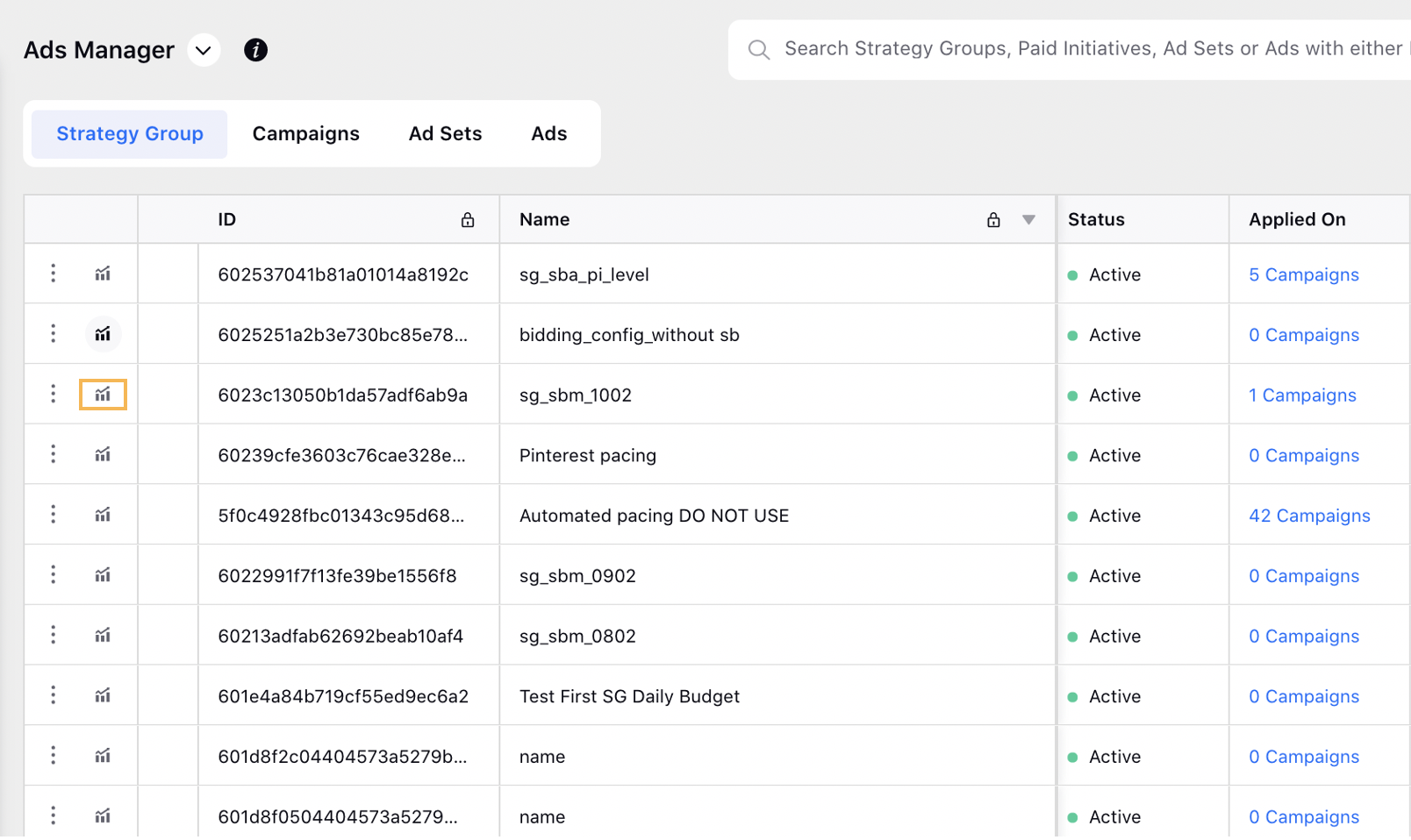 Upfront Actions in Strategy Groups