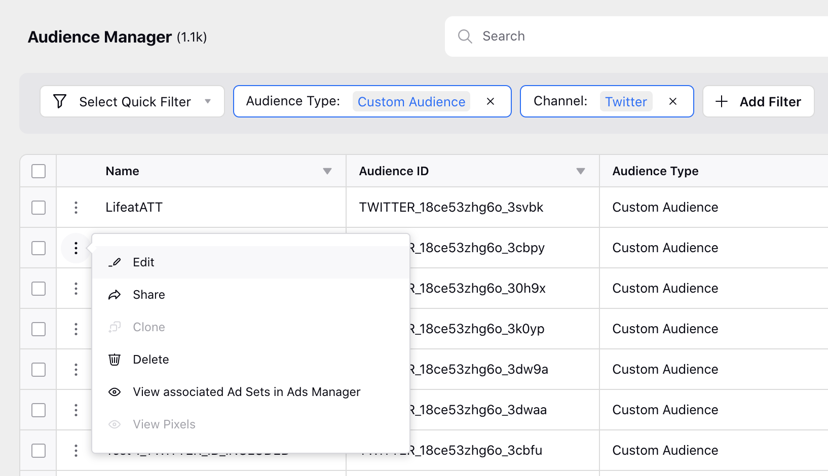 Edit custom audience details in Audience Manager