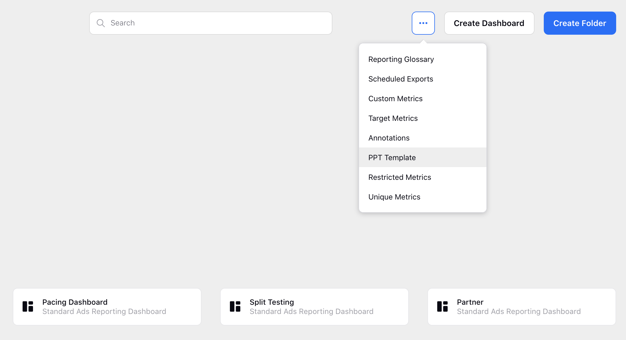 Select PPT Template from Ads Reporting Home