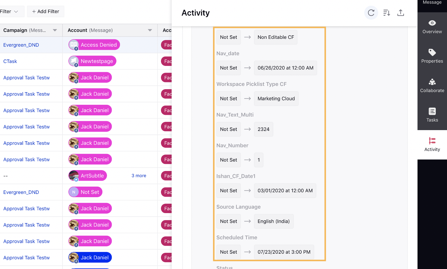 Workflow Actions in Chronological Order