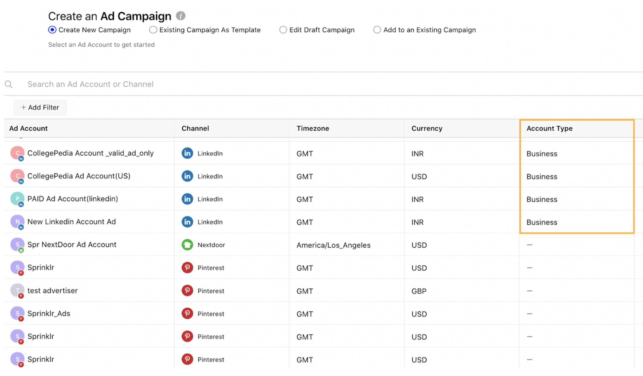 Identify LinkedIn Ad Account Type in Ads Composer