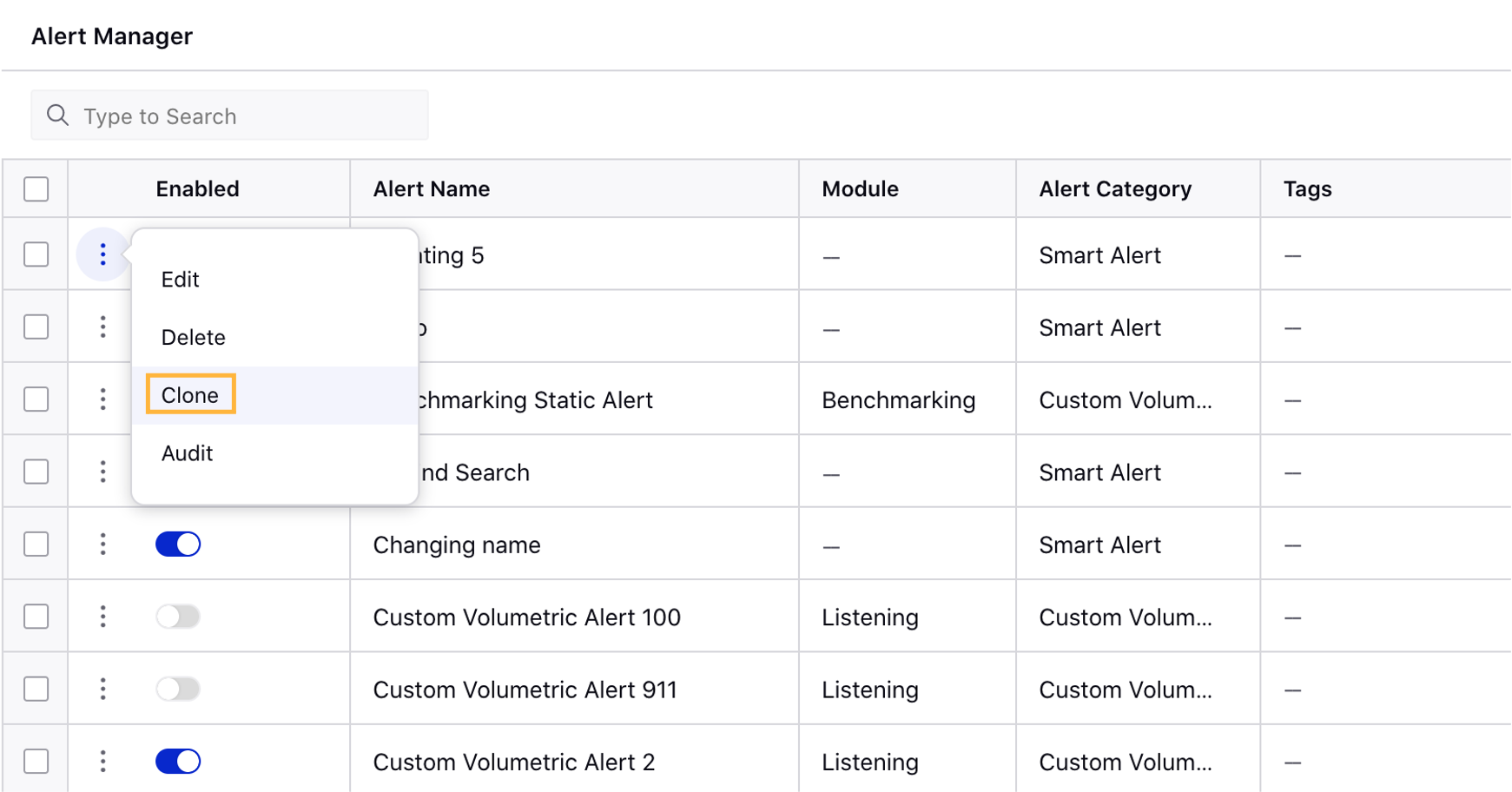 Cloning an alert through Alert Manager