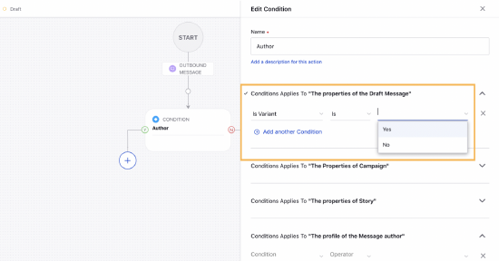 Setting Is Variant as Condition in Draft Rule