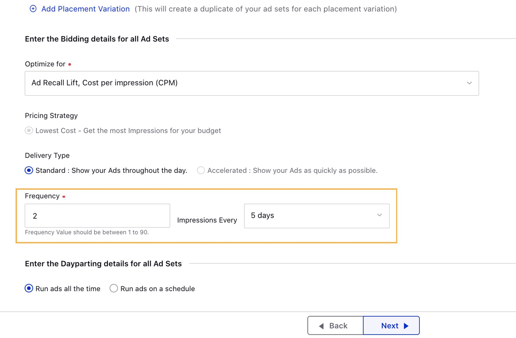 Frequency Cap Support for Facebook Brand Awareness Objective