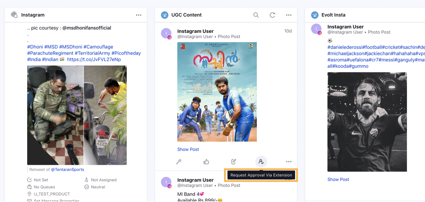 Requesting Approval via Extension for Instagram UGC