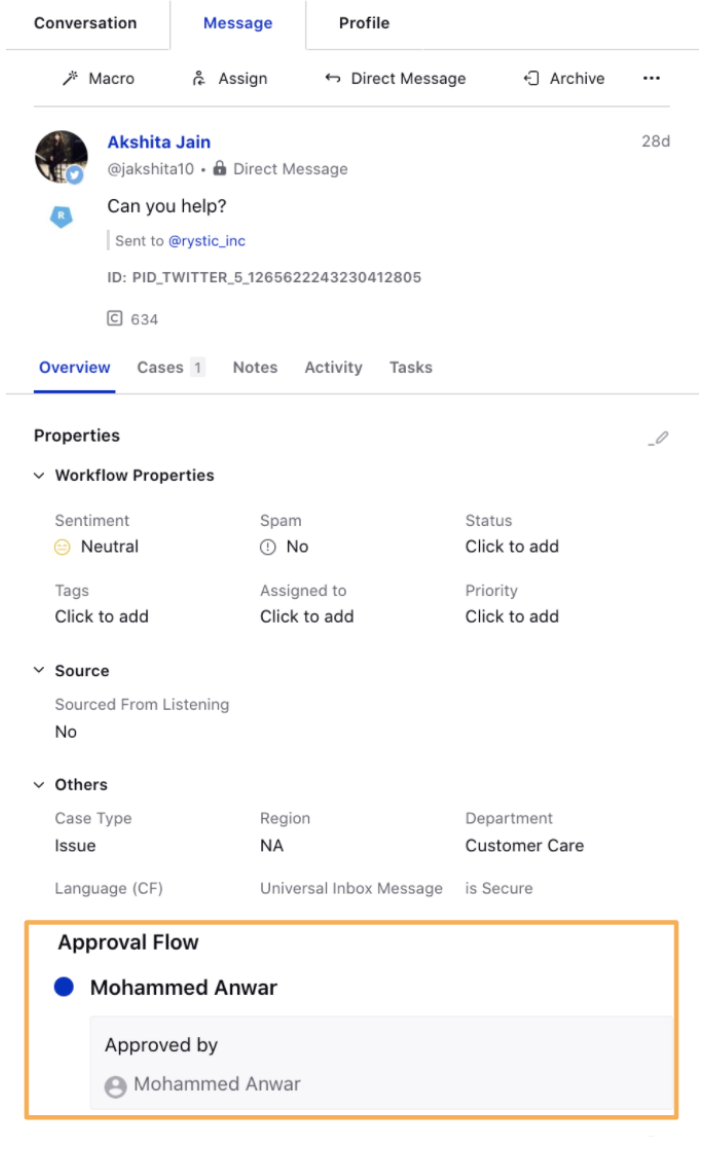 Approval Flow in Agent Console