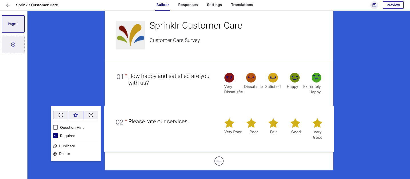 Star and Emoji Options with Visual Variations in CSAT Rating Surveys