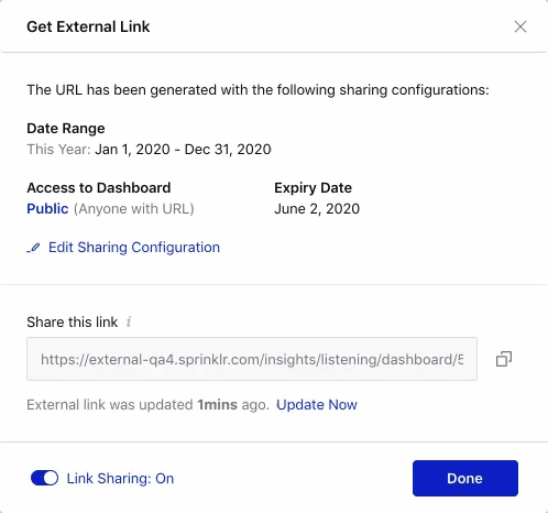 Ability to stop sharing an external shareable dashboard link