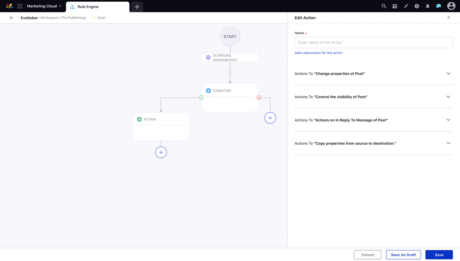 Adding Actions to Pre Publishing Rule