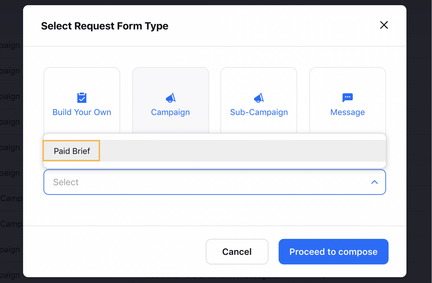 Creating Request Forms for Paid Briefs