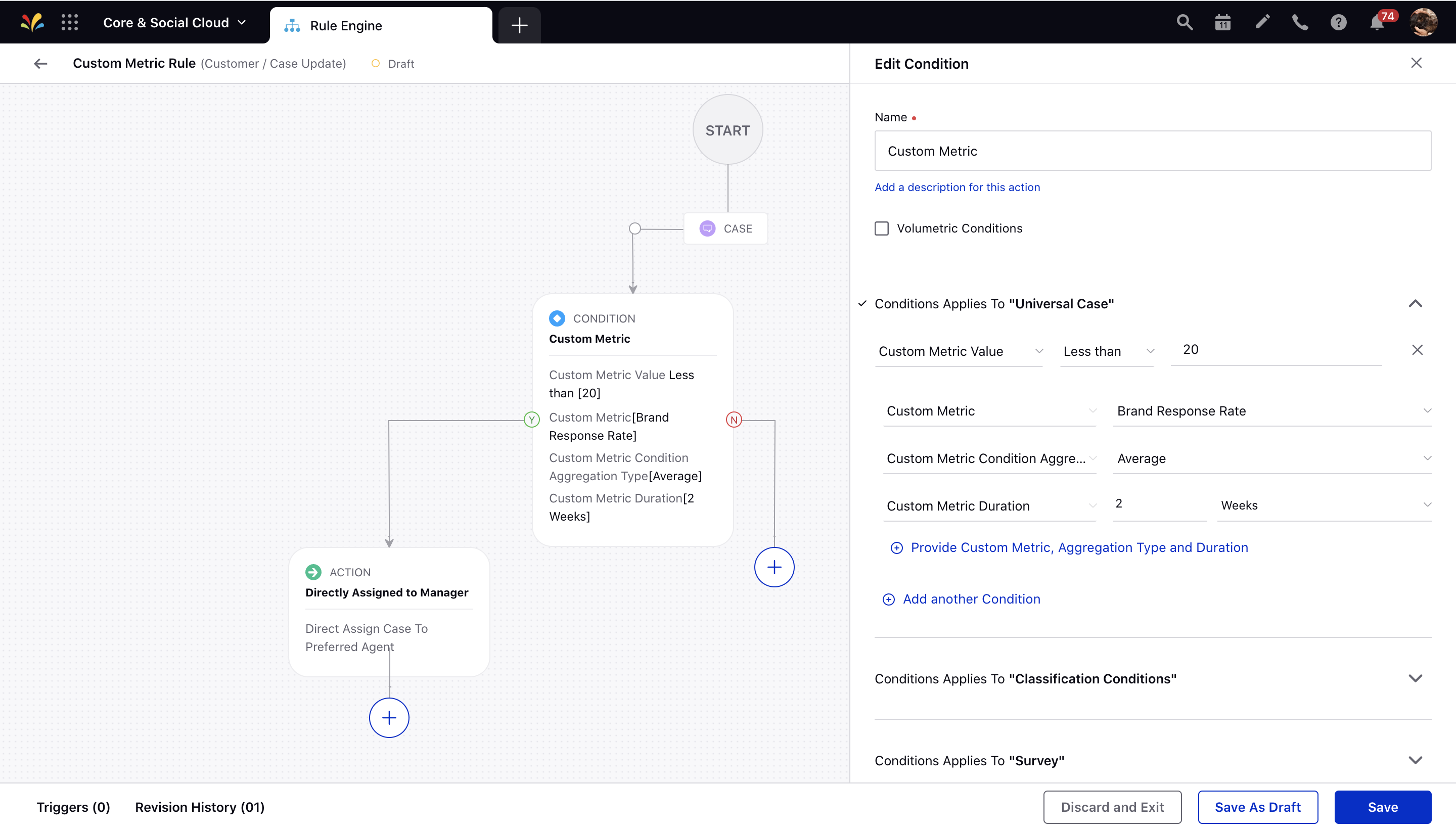 Adding Custom Metric Value as a Condition in Rule Engine