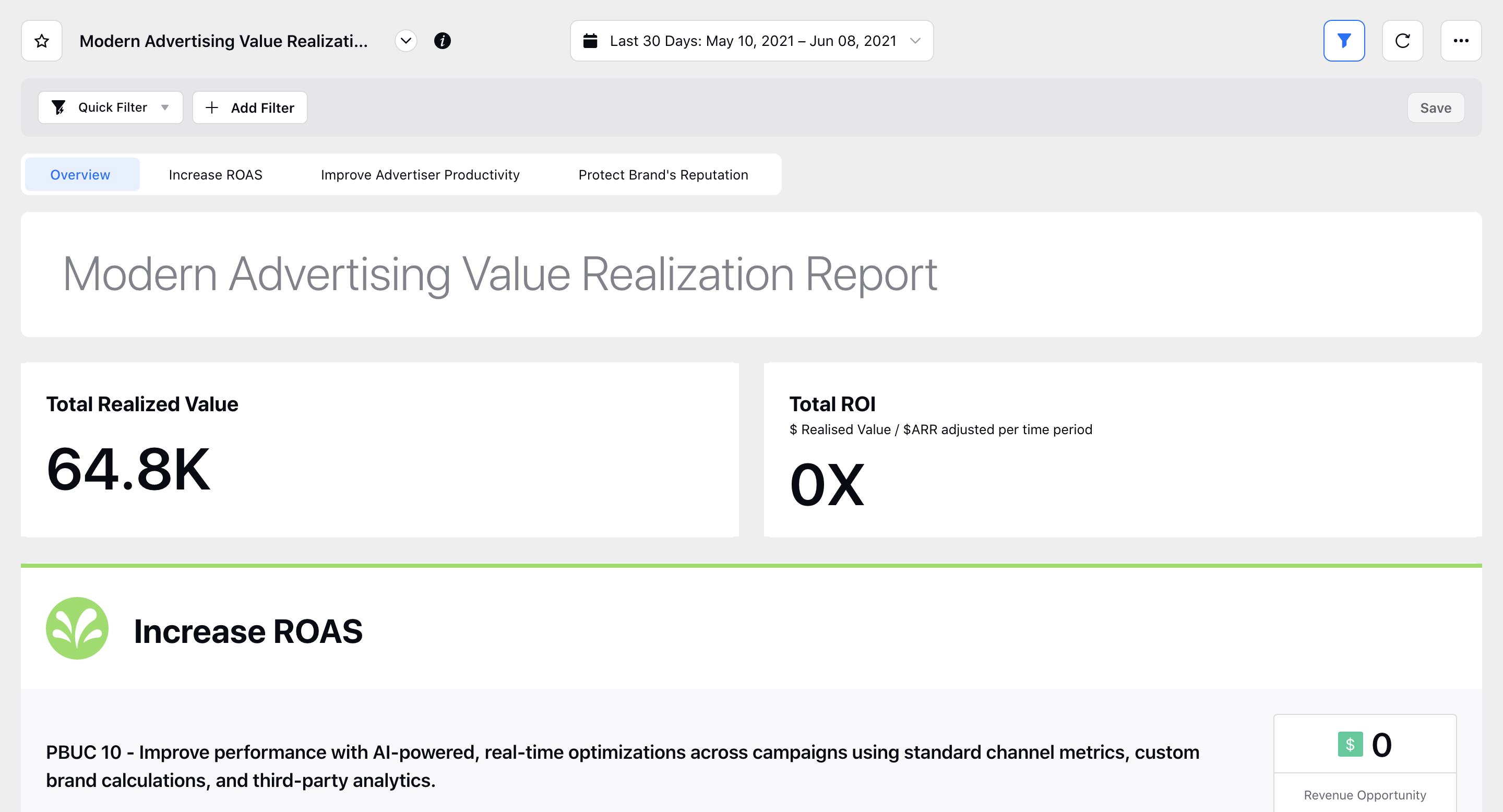 Navigating Value Realization Dashboard