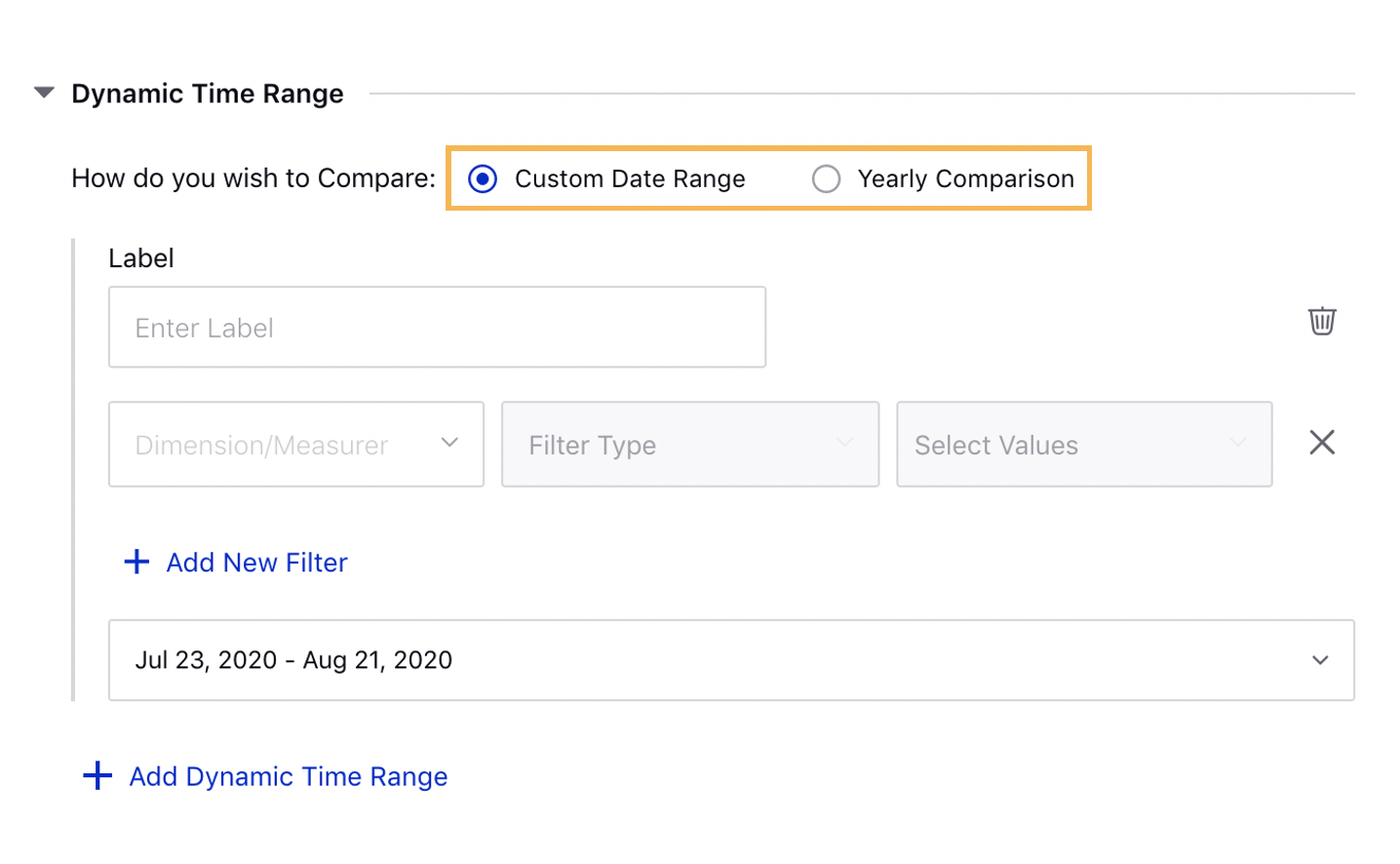 Ability to configure Dynamic Time Filter for the Summary Table widget in the Listening dashboard