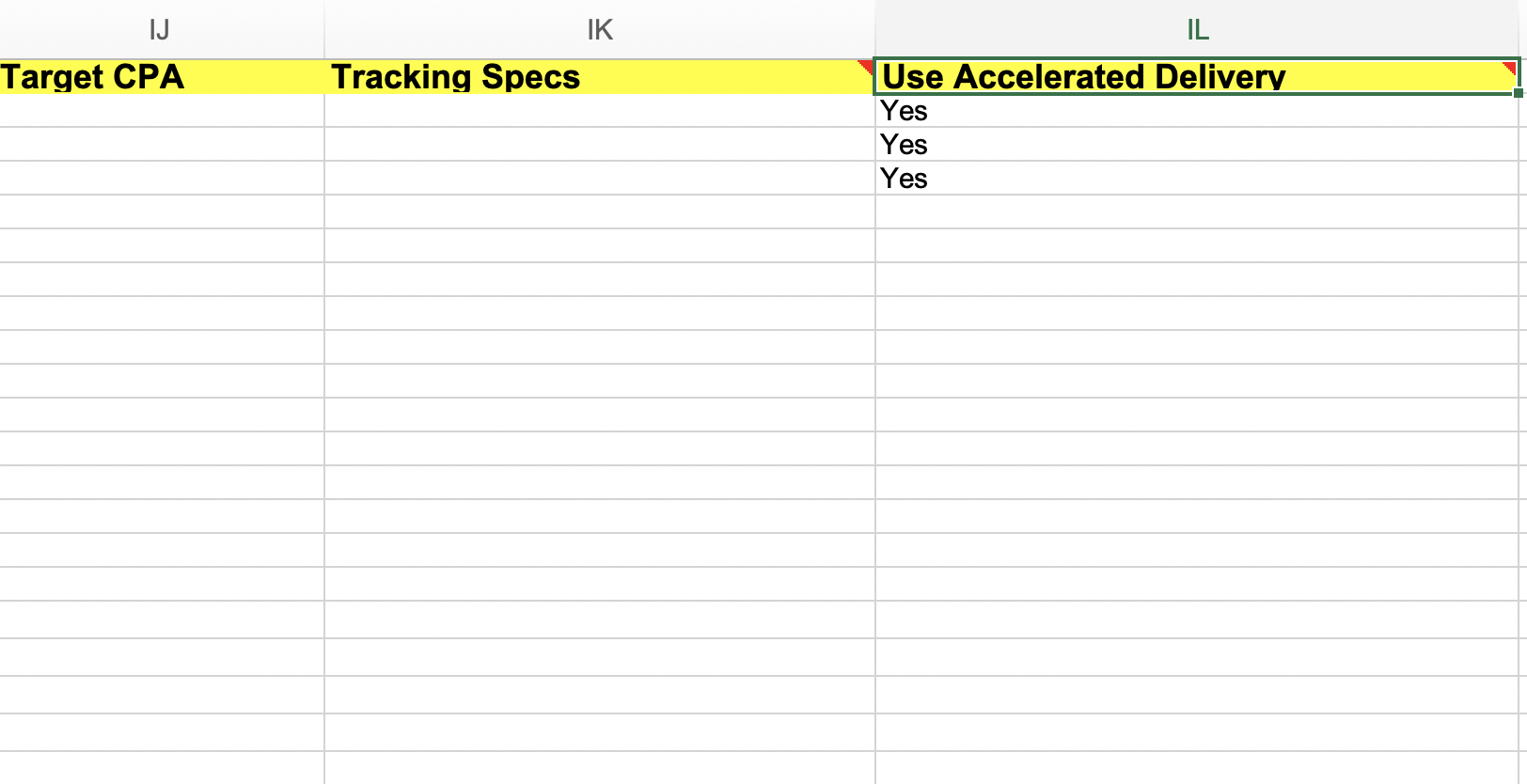 Provide a Yes in the Use Accelerated Delivery column.