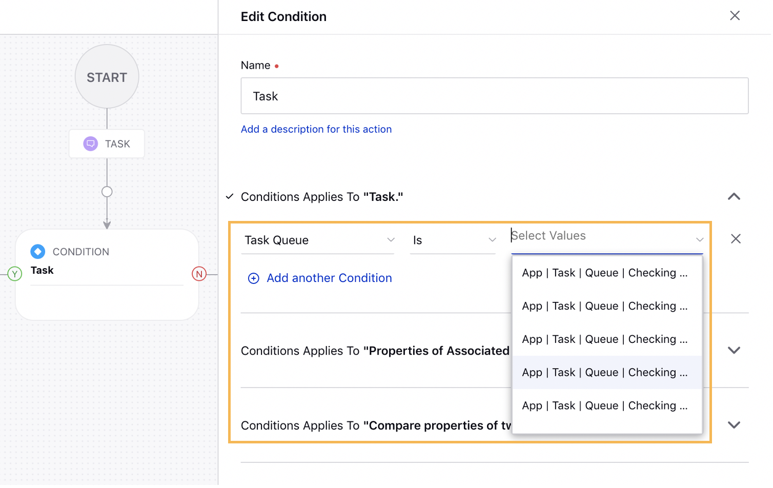 Setting Task Queue as Condition