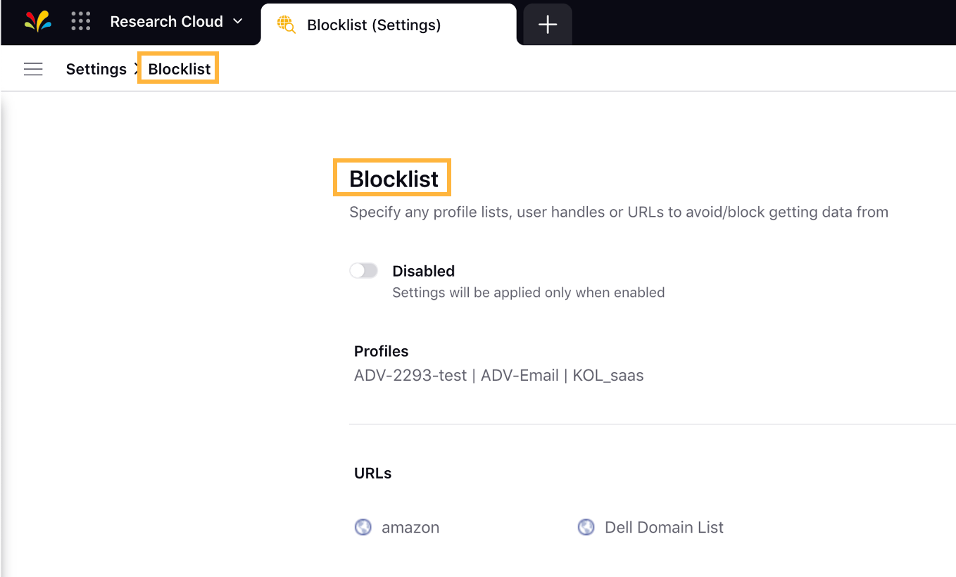 Blacklist renamed to Blocklist in Listening Settings