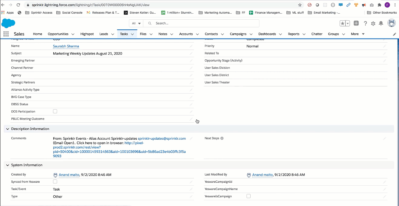 SalesForce Audience Activity