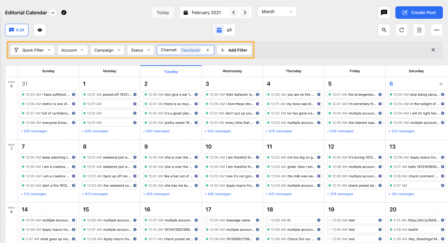 Enhanced Filters within the Editorial Calendar