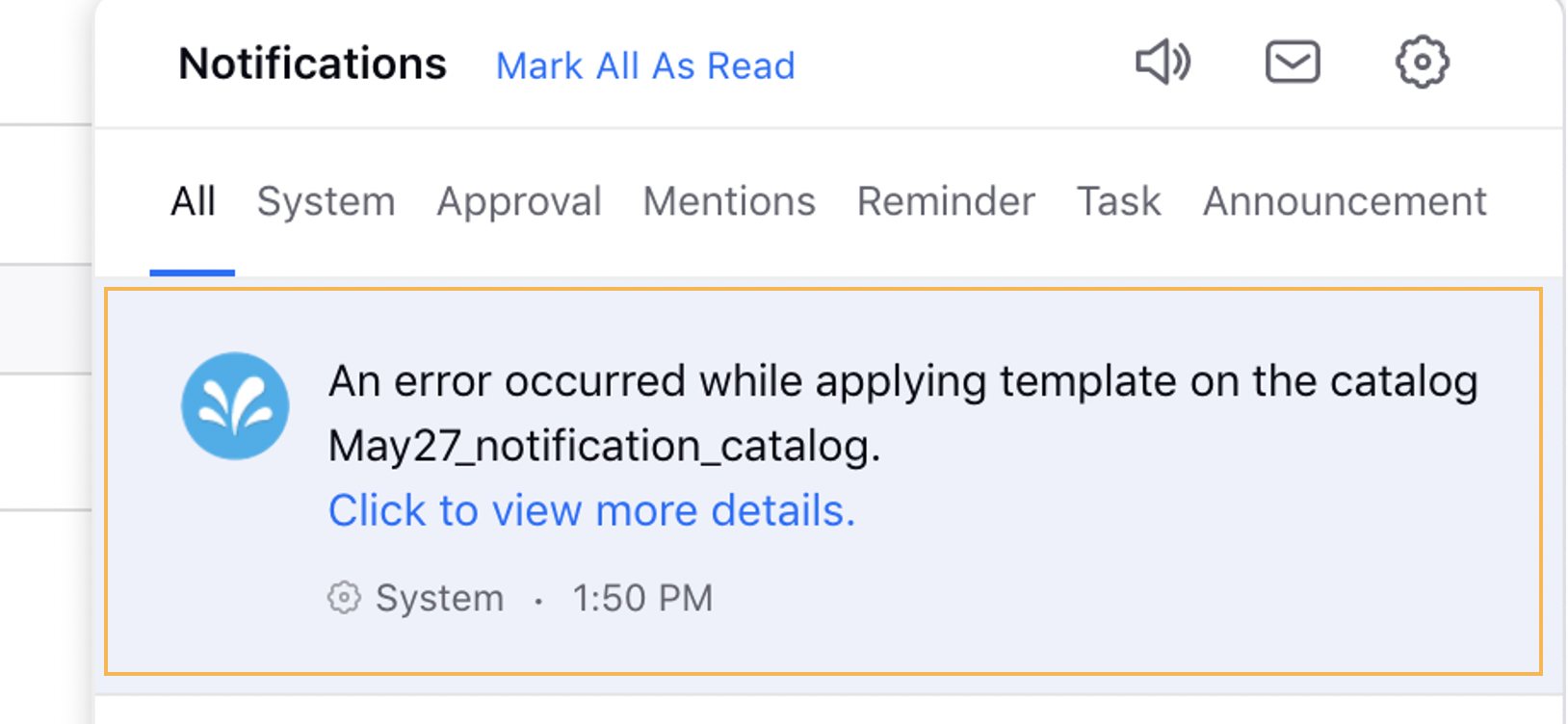 Product Catalog Feed Error Push Notification