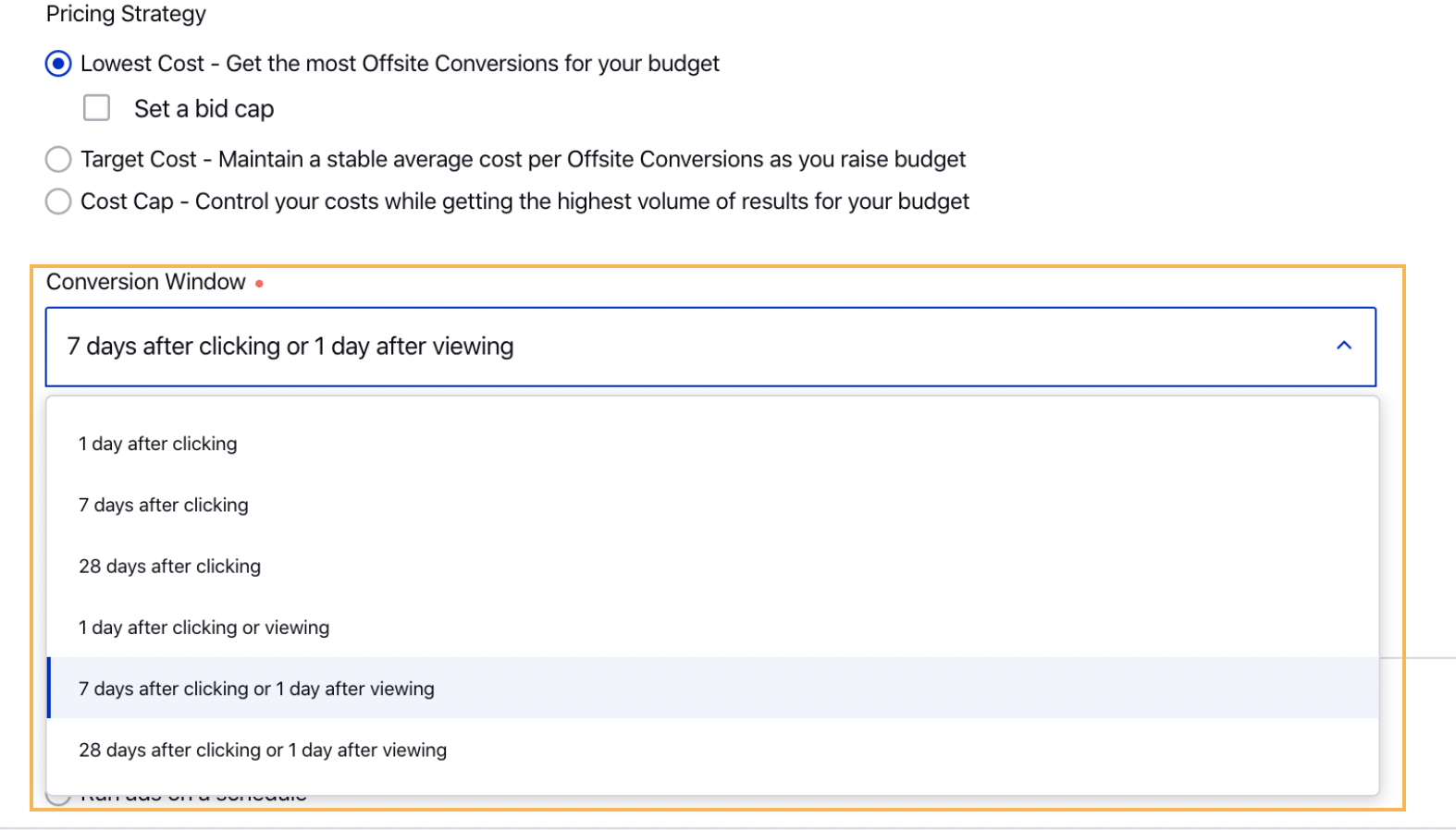 Conversion Window Nomenclature Parity for Facebook