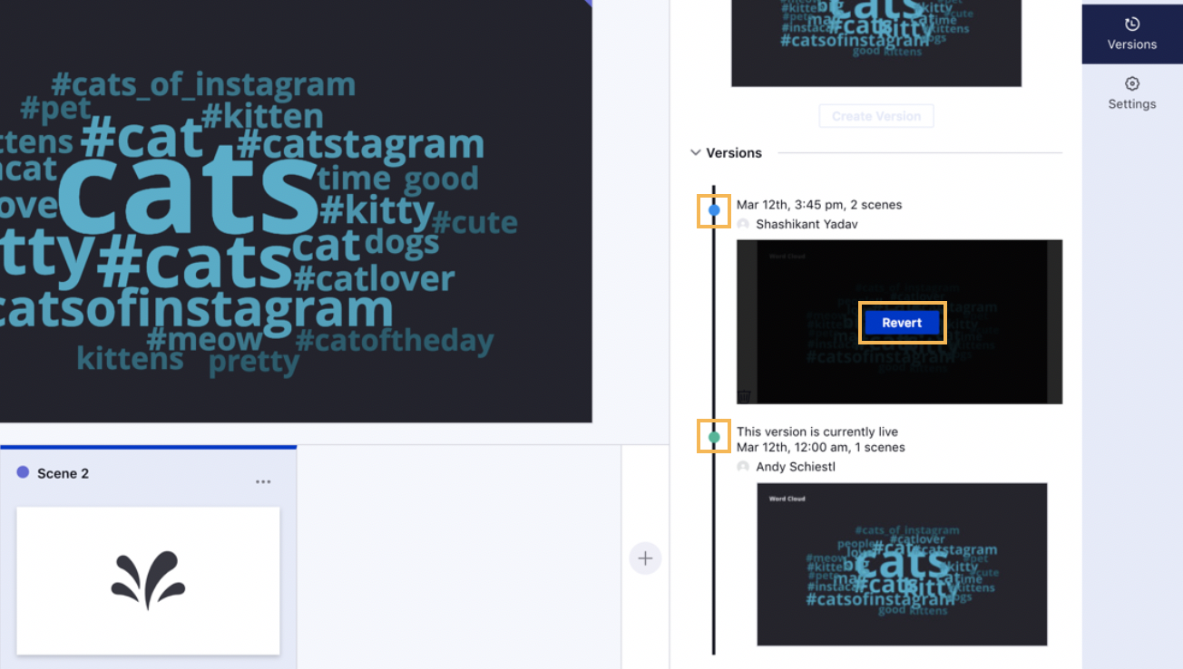 Viewing Revision History of the Storyboard