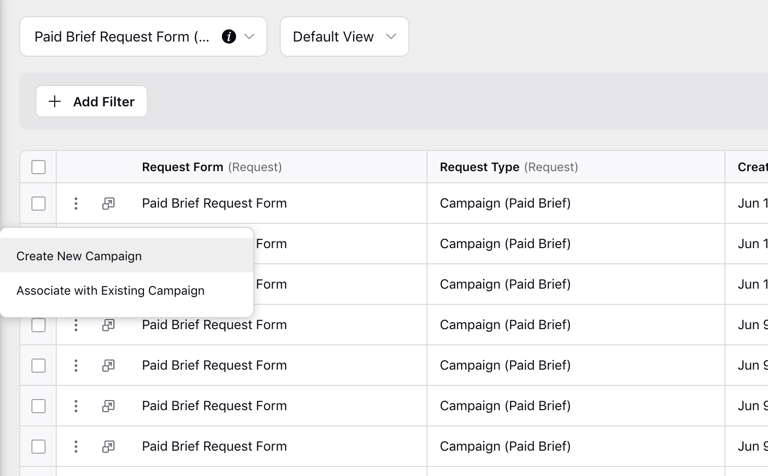 Options to Associate Campaigns