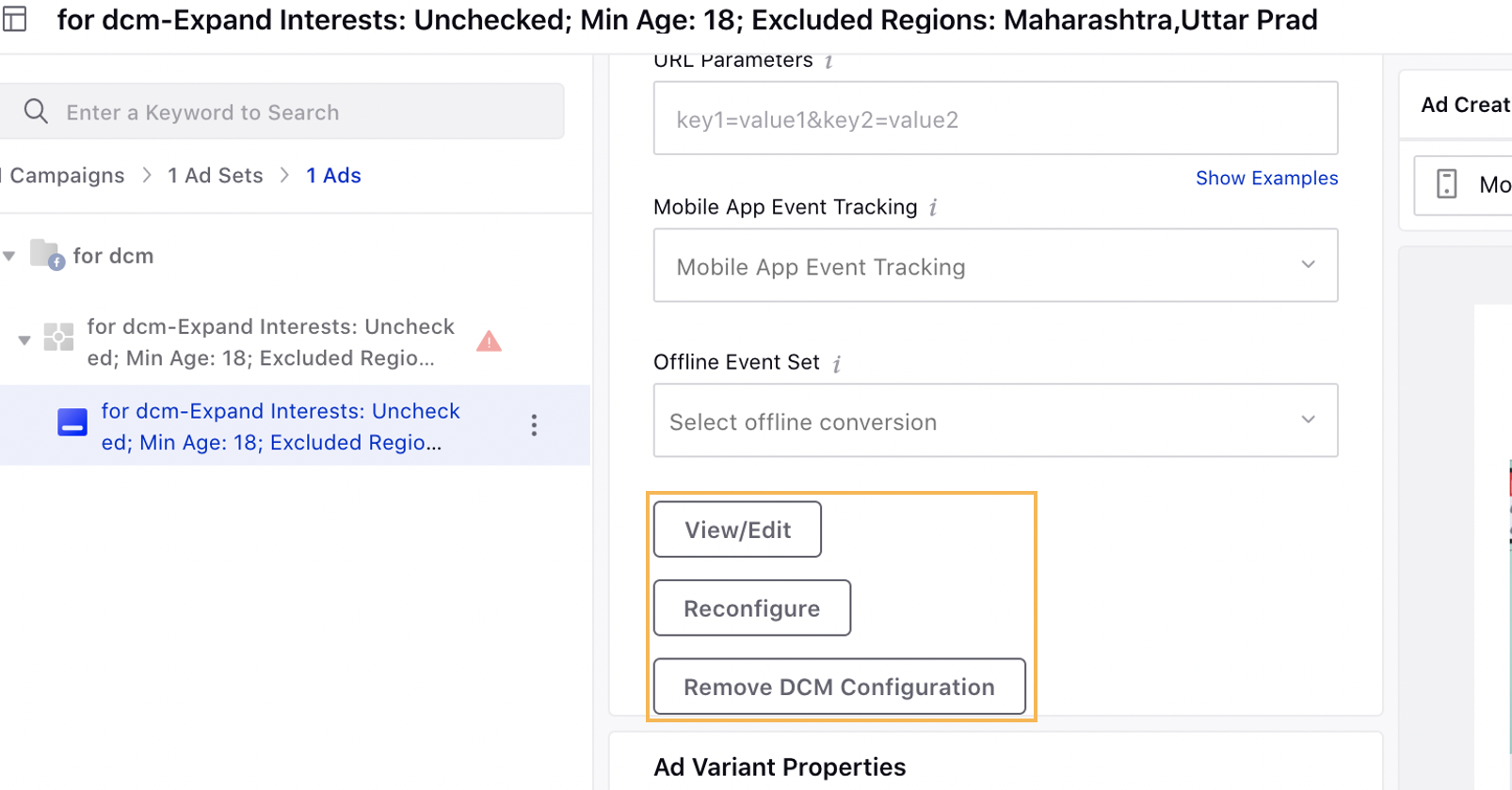 Managing DCM on Ads