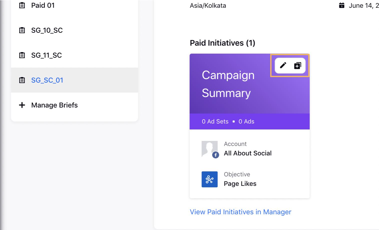 Edit and Clone Actions on Paid Initiative