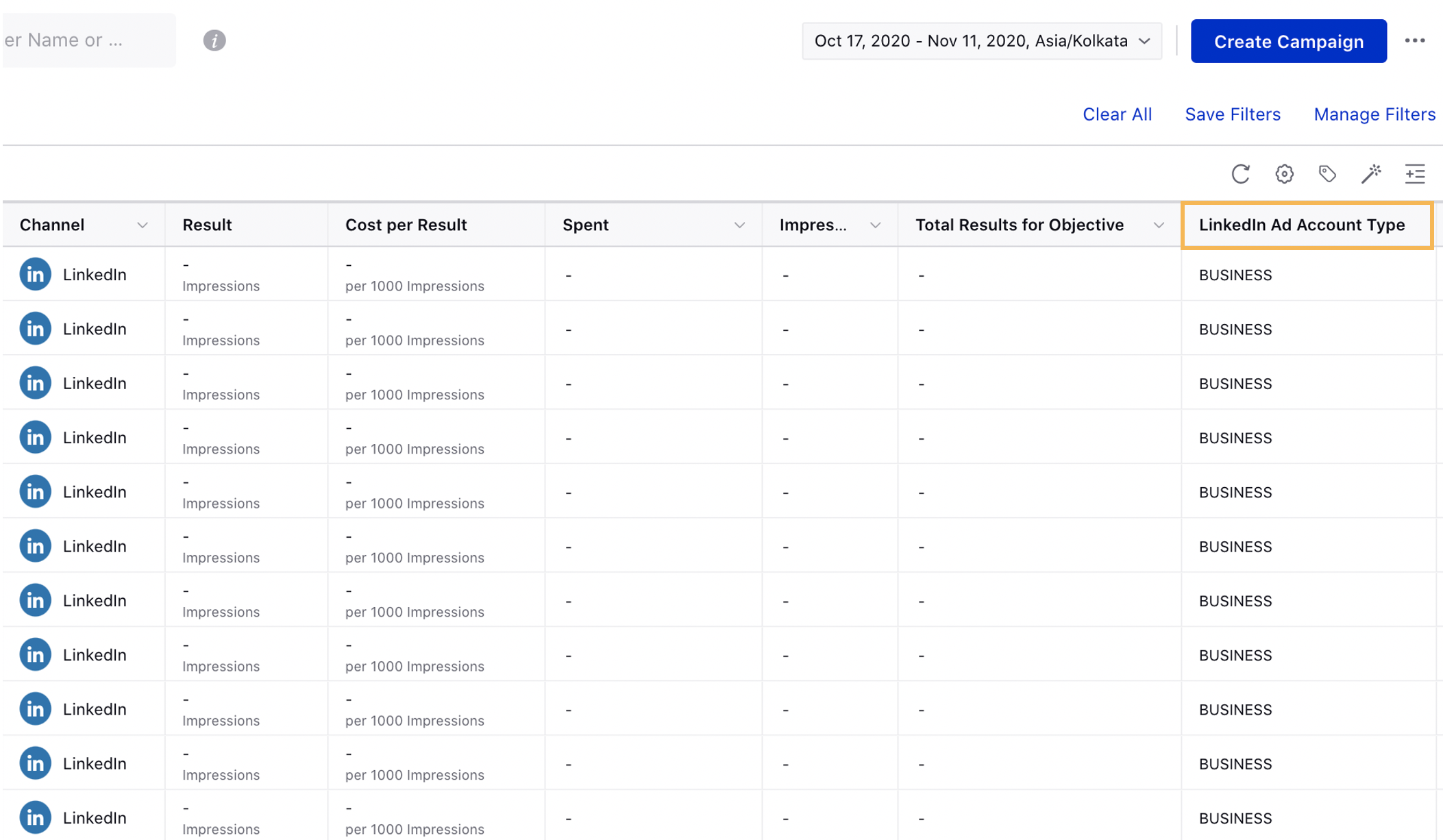 Using the LinkedIn Ad Account Type dimension to identify LinkedIn Accounts