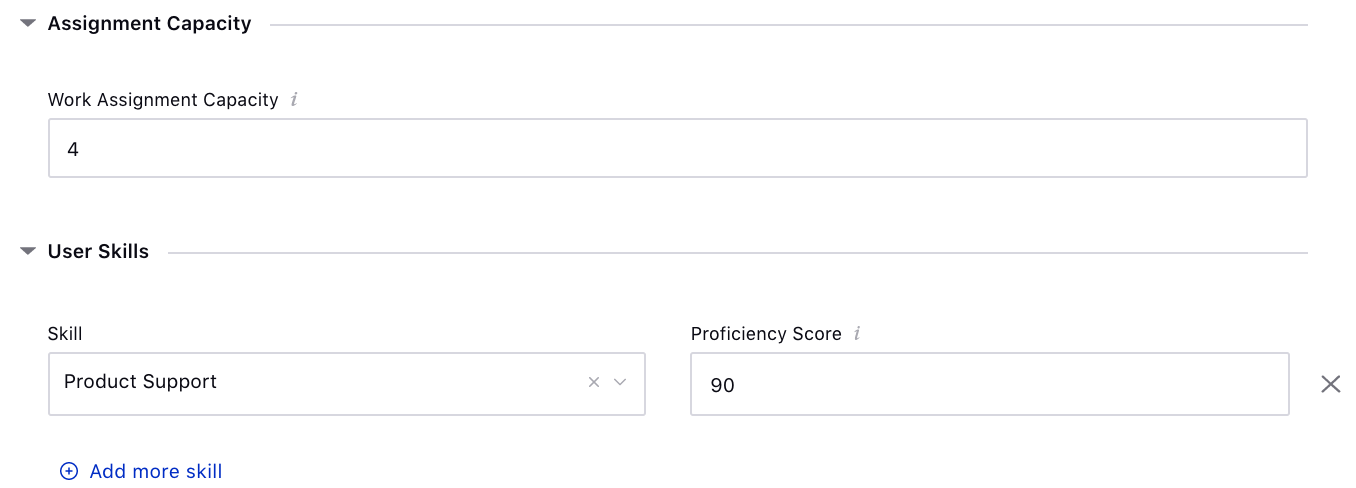 Defining User Skills and Assignment Capacity at Users level in Platform Settings