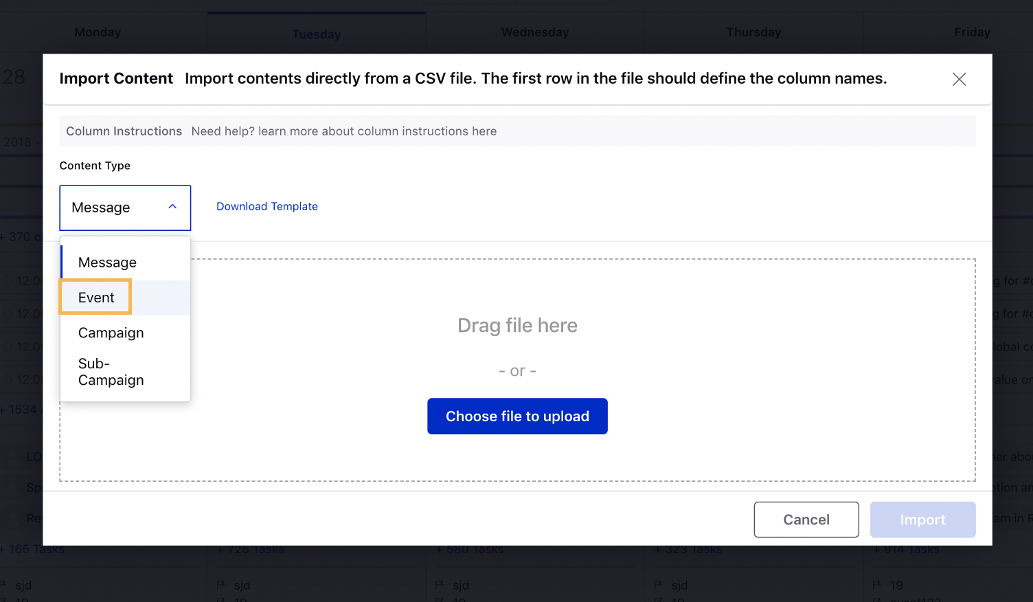 Importing Events in the Editorial Calendar