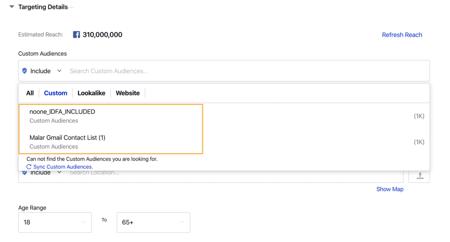 Sort Custom Audience by creation date