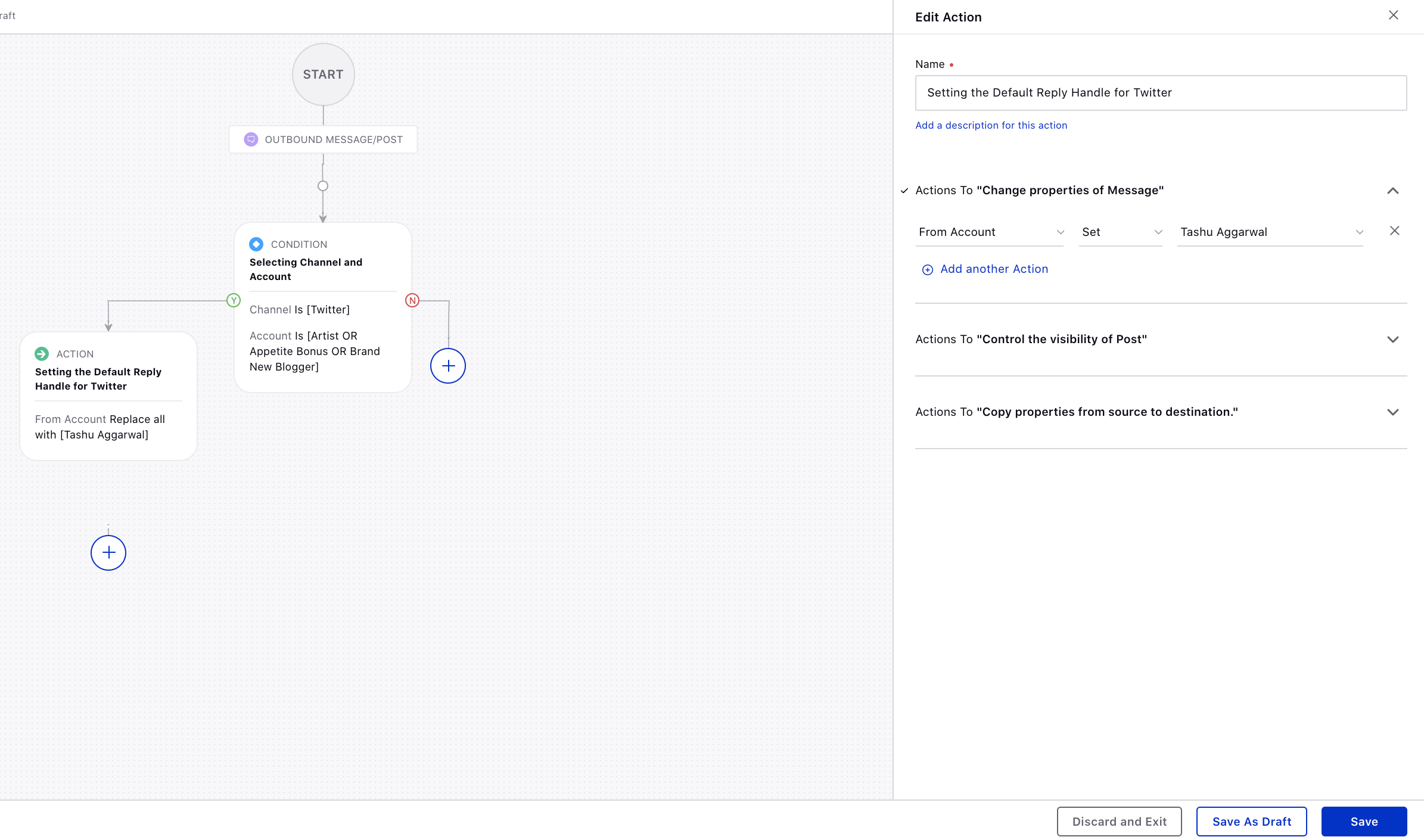 Creating an autofill rule to set default Twitter Reply Handle