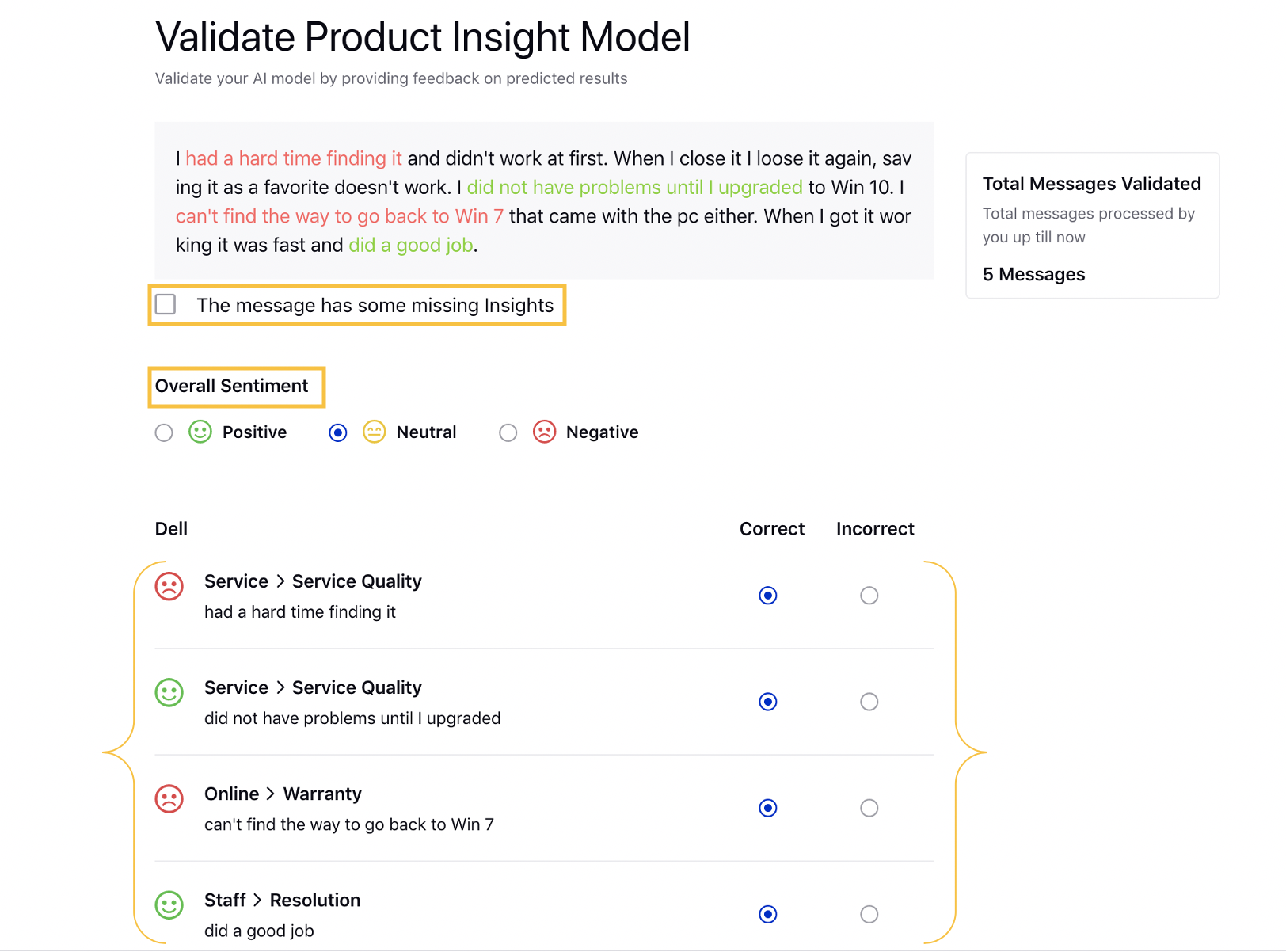 Showing Validate Model window