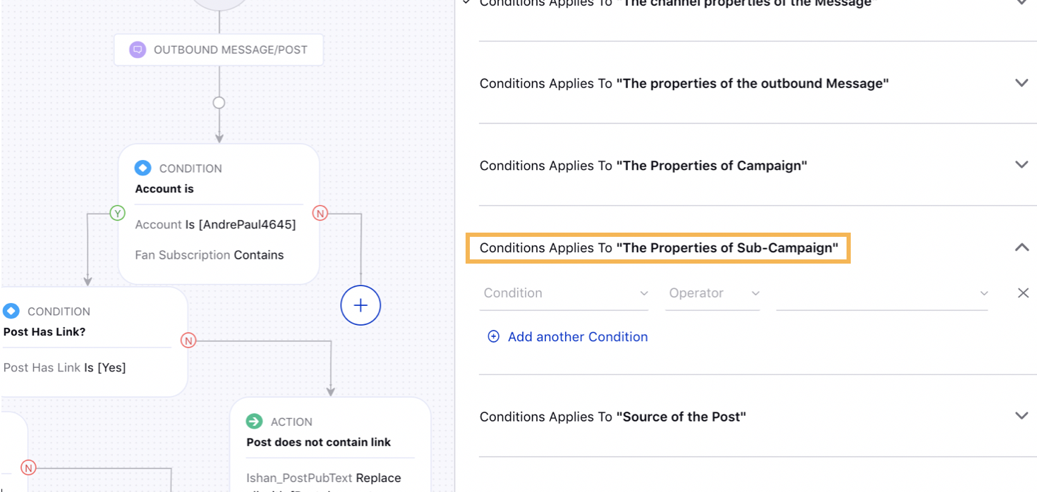 Setting Sub-Campaign Properties as Condition for Outbound Message Rule