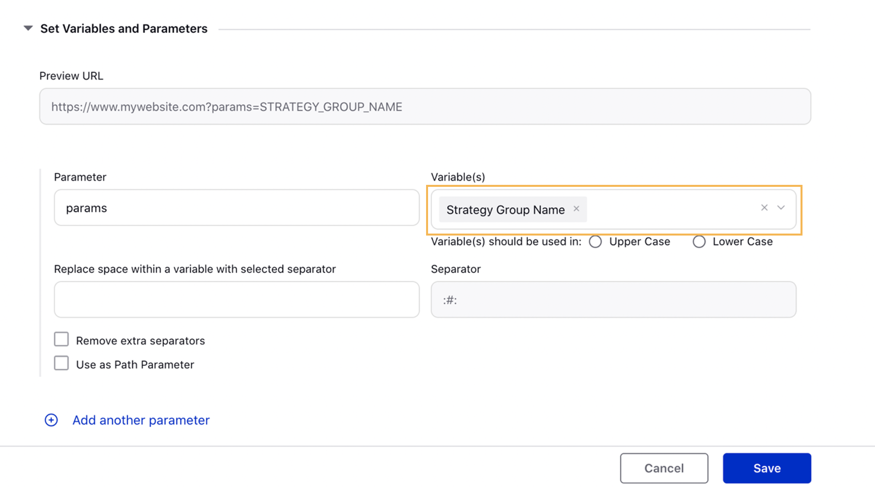 Strategy Group Name Variable in Web Analytics