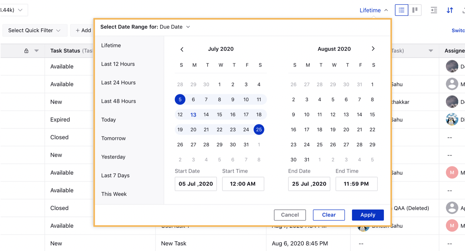 Additional Filters in the Production Dashboards 