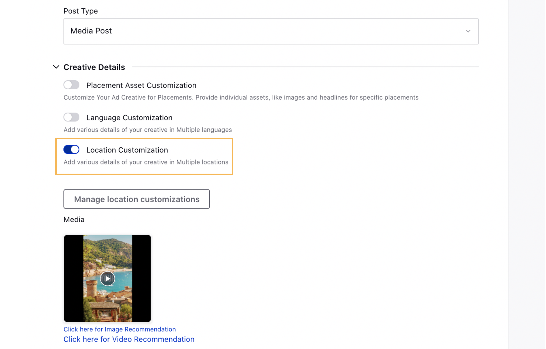 Enabling Location Customization for Facebook Ads in Ads Composer