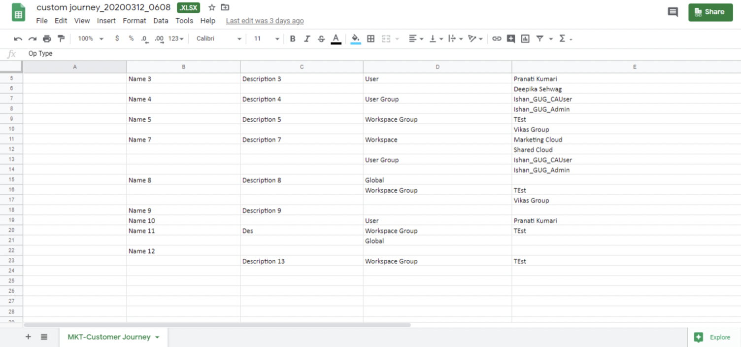 Export of Customer Journey Stage in Excel 