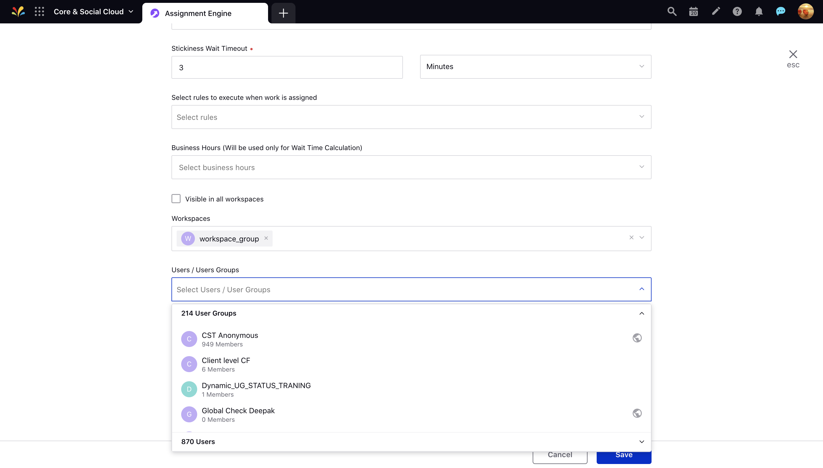 Visibility for work queue in Assignment Engine